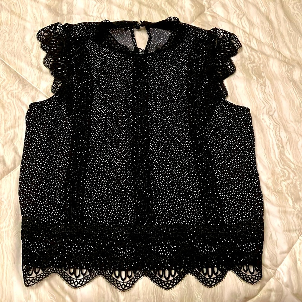 Black top with White polka dots LAUNDRY by Shelli Segal.
